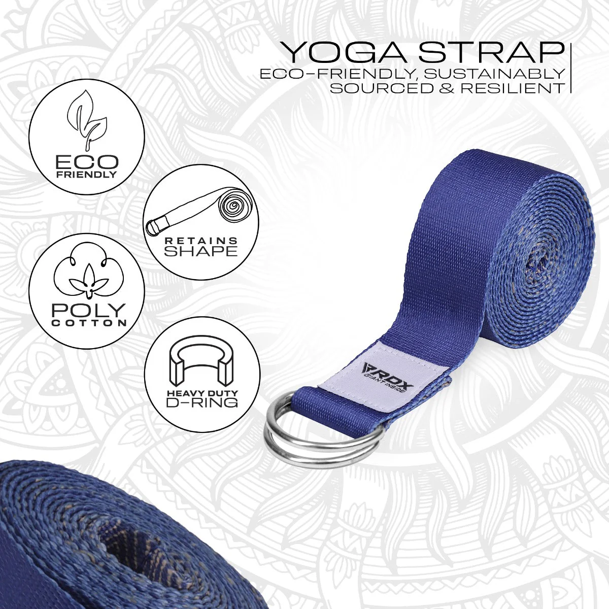 RDX F16 Cinghie Yoga In Cotone Antiscivolo Con Fibbia Ad Anello A D In Acciaio Antiruggine - Image 2